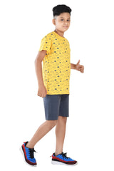 Clothe Funn Boys Half Sleeve Airplane Printed T-Shirt & Shorts Set, Gold/Navy
Half Sleeve T-Shirt & Shorts
