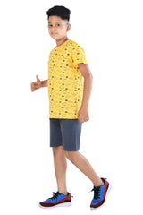 Clothe Funn Boys Half Sleeve Airplane Printed T-Shirt & Shorts Set, Gold/Navy
Half Sleeve T-Shirt & Shorts