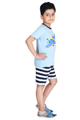 Clothe Funn Boys Airplane Printed Half Sleeve T-Shirt & Shorts Set, Sky Blue/Stripes
Half Sleeve T-Shirt & Shorts