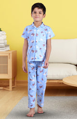 Clothe Funn Boys Airplane Printed Night Suit, Sky Blue
Half Sleeve Shirt & Full Pant