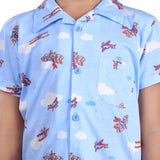Clothe Funn Boys Airplane Printed Night Suit, Sky Blue
Half Sleeve Shirt & Full Pant