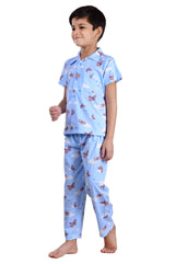 Clothe Funn Boys Airplane Printed Night Suit, Sky Blue
Half Sleeve Shirt & Full Pant