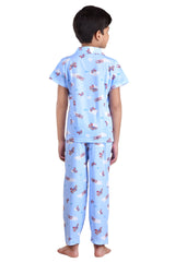 Clothe Funn Boys Airplane Printed Night Suit, Sky Blue
Half Sleeve Shirt & Full Pant