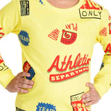 Clothe Funn Boys Athletics Printed Full Sleeve T-Shirt & Pant Set, Yellow/Navy
Full Sleeve T-Shirt & Pant