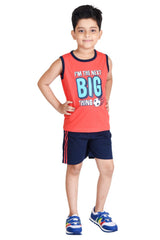 Clothe Funn Boys Ball Printed Sleeveless T-Shirt & Shorts Set, Coral/Navy
Sleeveless T-Shirt & Shorts