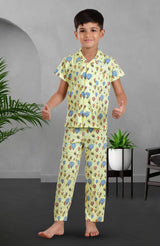 Clothe Funn Boys Balloon Printed Night Suit, Lemon
Half Sleeve Shirt & Full Pant