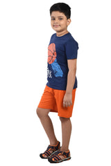 Clothe Funn Boys Basketball Printed Half Sleeve T-Shirt & Shorts Set, Navy/Orange
Half Sleeve T-Shirt & Shorts