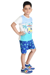 Clothe Funn Boys Beach Printed Half Sleeves T-Shirt & Shorts Set, Off-White/Royal
Half Sleeve T-Shirt & Shorts