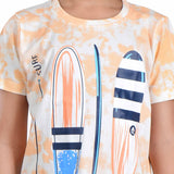 Clothe Funn Boys Board Printed Half Sleeve T-Shirt & Shorts Co-Ord Set, Off-White/Peach
Half Sleeve T-Shirt & Shorts
