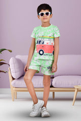 Clothe Funn Boys Bus Printed Half Sleeve T-Shirt & Shorts Set, Off-White/Green
Half Sleeve T-Shirt & Shorts