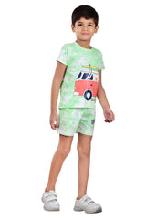Clothe Funn Boys Bus Printed Half Sleeve T-Shirt & Shorts Set, Off-White/Green
Half Sleeve T-Shirt & Shorts