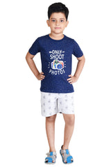 Clothe Funn Boys Camera Printed Half Sleeve T-Shirt & Shorts Set, Navy/Ecru AOP
Half Sleeve T-Shirt & Shorts