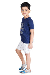 Clothe Funn Boys Camera Printed Half Sleeve T-Shirt & Shorts Set, Navy/Ecru AOP
Half Sleeve T-Shirt & Shorts
