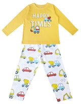 Clothe Funn Boys Full Sleeve Car Printed T-Shirt & Pant Set, Gold/White
Full Sleeve T-Shirt & Pant