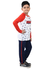 Clothe Funn Boys Champ Printed Full Sleeve T-Shirt & Pant Set, WhiteAop/Navy
Full Sleeve T-Shirt & Pant