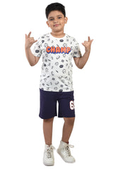 Clothe Funn Boys Champ Printed Half Sleeve T-Shirt & Shorts Set, White/Purple
Half Sleeve T-Shirt & Shorts