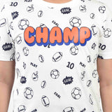 Clothe Funn Boys Champ Printed Half Sleeve T-Shirt & Shorts Set, White/Purple
Half Sleeve T-Shirt & Shorts