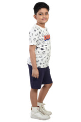 Clothe Funn Boys Champ Printed Half Sleeve T-Shirt & Shorts Set, White/Purple
Half Sleeve T-Shirt & Shorts