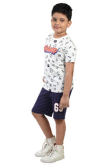 Clothe Funn Boys Champ Printed Half Sleeve T-Shirt & Shorts Set, White/Purple
Half Sleeve T-Shirt & Shorts