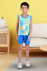 Clothe Funn Boys Cool Printed Sleeveless T-Shirt & Shorts Set, Mint/Royal
Sleeveless T-Shirt & Shorts