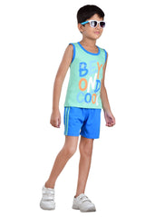 Clothe Funn Boys Cool Printed Sleeveless T-Shirt & Shorts Set, Mint/Royal
Sleeveless T-Shirt & Shorts
