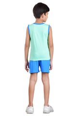 Clothe Funn Boys Cool Printed Sleeveless T-Shirt & Shorts Set, Mint/Royal
Sleeveless T-Shirt & Shorts
