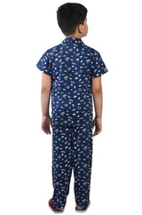 Clothe Funn Boys Cool Printed Night Suit, Navy
Half Sleeve Shirt & Full Pant