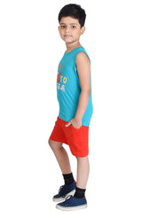 Clothe Funn Boys Crab Printed Sleeveless T-Shirt & Shorts Set, Sea Green/Red
Sleeveless T-Shirt & Shorts