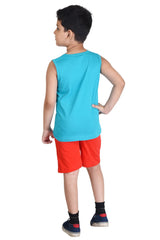 Clothe Funn Boys Crab Printed Sleeveless T-Shirt & Shorts Set, Sea Green/Red
Sleeveless T-Shirt & Shorts