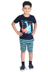 Clothe Funn Boys Dino Printed Half Sleeve T-Shirt & Shorts Set, Navy/Mint
Half Sleeve T-Shirt & Shorts