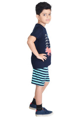 Clothe Funn Boys Dino Printed Half Sleeve T-Shirt & Shorts Set, Navy/Mint
Half Sleeve T-Shirt & Shorts