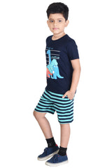 Clothe Funn Boys Dino Printed Half Sleeve T-Shirt & Shorts Set, Navy/Mint
Half Sleeve T-Shirt & Shorts