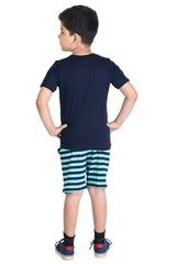 Clothe Funn Boys Dino Printed Half Sleeve T-Shirt & Shorts Set, Navy/Mint
Half Sleeve T-Shirt & Shorts