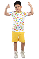 Clothe Funn Boys Dinosaur Printed Half Sleeve T-Shirt & Shorts Set, White/Yellow
Half Sleeve T-Shirt & Shorts