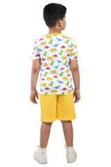 Clothe Funn Boys Dinosaur Printed Half Sleeve T-Shirt & Shorts Set, White/Yellow
Half Sleeve T-Shirt & Shorts