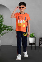 Clothe Boys Dreamer Printed Half Sleeve T-Shirt & Pant Set, Orange/Navy
Half Sleeve T-Shirt & Pant