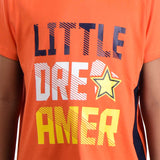 Clothe Boys Dreamer Printed Half Sleeve T-Shirt & Pant Set, Orange/Navy
Half Sleeve T-Shirt & Pant