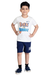 Clothe Funn Boys Dribble Printed Half Sleeve T-Shirt & Shorts Set, Off-White/Navy
Half Sleeve T-Shirt & Shorts