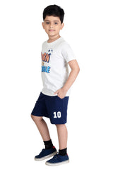 Clothe Funn Boys Dribble Printed Half Sleeve T-Shirt & Shorts Set, Off-White/Navy
Half Sleeve T-Shirt & Shorts