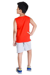 Clothe Funn Boys Dude Printed Sleeveless T-Shirt & Shorts Set, Red/Grey
Sleeveless T-Shirt & Shorts