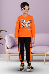 Clothe Funn Boys Dunk Printed Full Sleeve T-Shirt & Track Pant Set, Orange/Black
Full Sleeve T-Shirt & Pant
