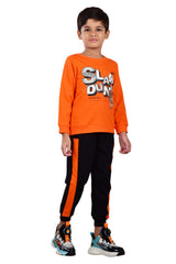 Clothe Funn Boys Dunk Printed Full Sleeve T-Shirt & Track Pant Set, Orange/Black
Full Sleeve T-Shirt & Pant