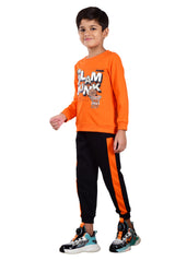 Clothe Funn Boys Dunk Printed Full Sleeve T-Shirt & Track Pant Set, Orange/Black
Full Sleeve T-Shirt & Pant