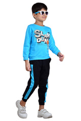 Clothe Funn Boys Dunk Printed Full Sleeve T-Shirt & Track Pant Set, T.Blue/Black
Full Sleeve T-Shirt & Pant