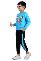 Clothe Funn Boys Dunk Printed Full Sleeve T-Shirt & Track Pant Set, T.Blue/Black
Full Sleeve T-Shirt & Pant