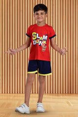 Clothe Funn Boys Dunk Printed Half Sleeve T-Shirt & Shorts Set, Red/Navy
Half Sleeve T-Shirt & Shorts