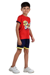 Clothe Funn Boys Dunk Printed Half Sleeve T-Shirt & Shorts Set, Red/Navy
Half Sleeve T-Shirt & Shorts