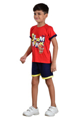 Clothe Funn Boys Dunk Printed Half Sleeve T-Shirt & Shorts Set, Red/Navy
Half Sleeve T-Shirt & Shorts