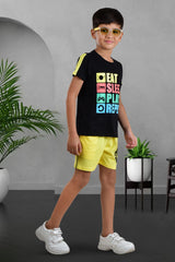Clothe Funn Boys Eat Printed Half Sleeve T-Shirt & Shorts Set, Black/Lemon
Half Sleeve T-Shirt & Shorts