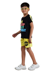 Clothe Funn Boys Eat Printed Half Sleeve T-Shirt & Shorts Set, Black/Lemon
Half Sleeve T-Shirt & Shorts